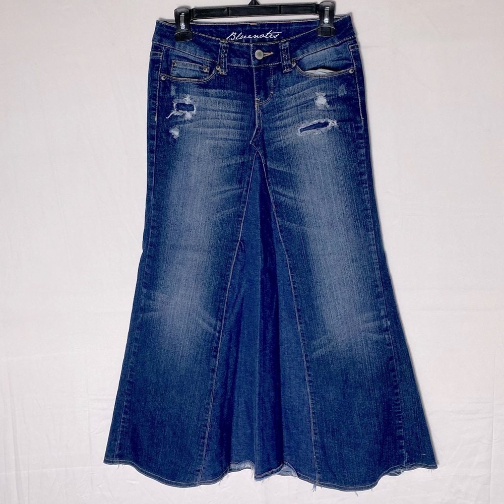 Vintage Y2K Upcycled Bluenotes Jeans Midi Skirt 6 Western Festival Stampede - Picture 12 of 12